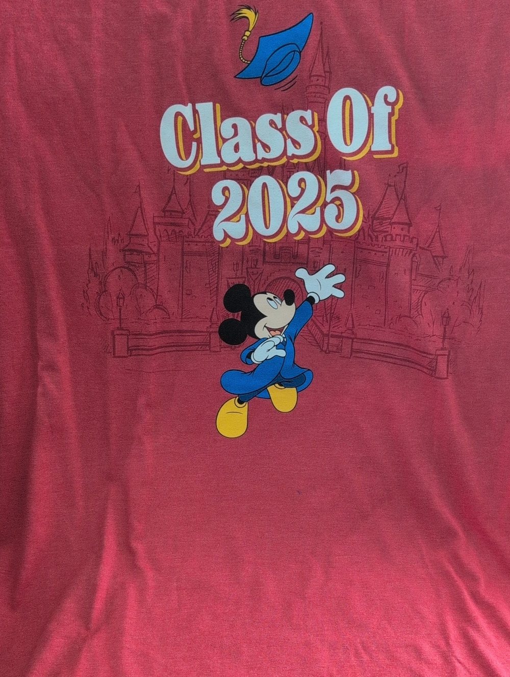Disney Red 'Class of 2025' Mickey Graduation Tee Size L